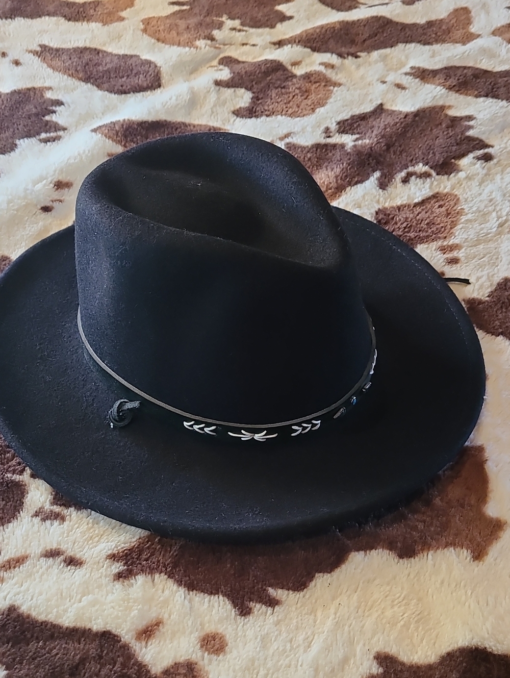 Stetson Black Felt Fedora with Decorative Band